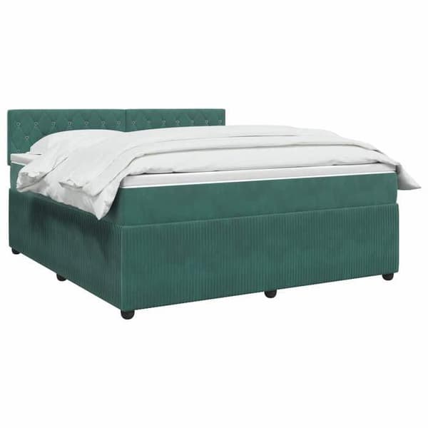 Maison Exclusive - Boxspring säng med mörkgrön madrass 140 x 200 cm Sammet