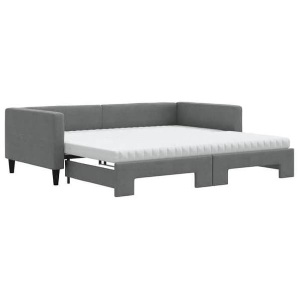 Maison Exclusive - Dagbädd med utdragssäng och mörkgrå madrass 100x200 cm tyg mörkgrå