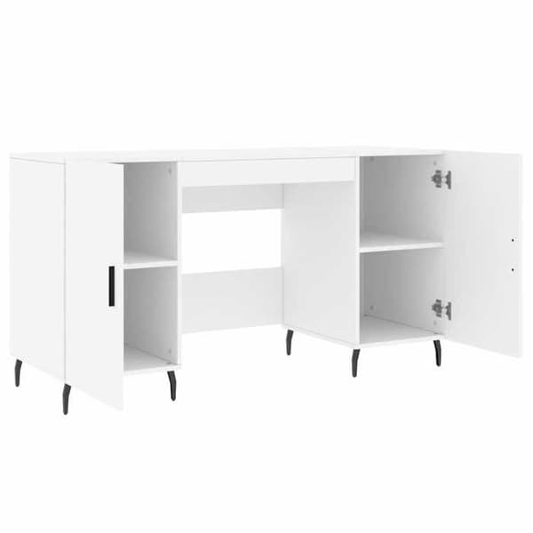 Kontor - EKSKLUSIV HUS - 140x50x75 cm - Ingeniørtræ - 4 rum - Jernben Vit