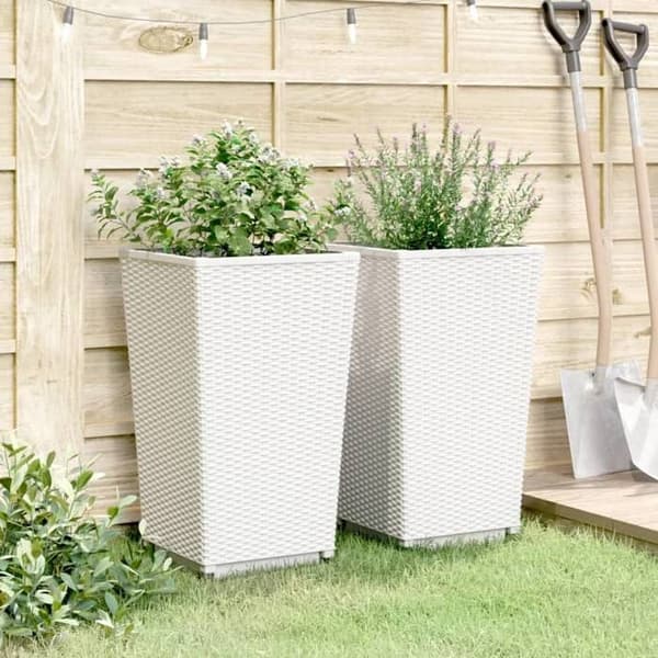 Maison Exclusive - Blomlådor 2 st vit 32,5x32,5x57 cm polypropen