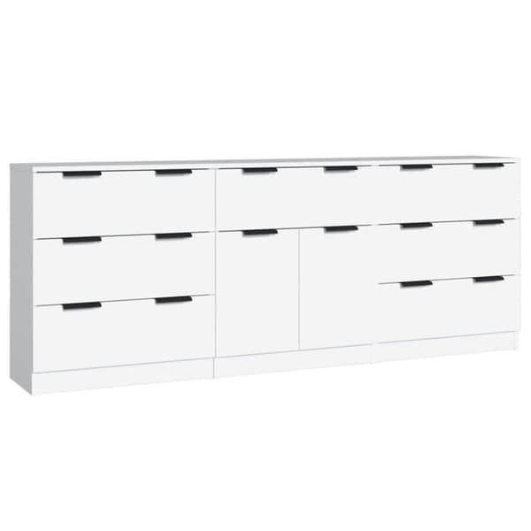 Maison Exclusive - 3 stk. Buffet Hvid Ingeniørtræ