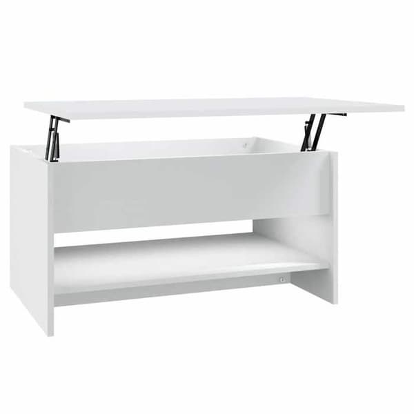 Soffbord - EXKLUSIV HEM - 80x50x40 cm - Ingenjörsträ - Dold förvaring - Justerbart bordsskiva Vit