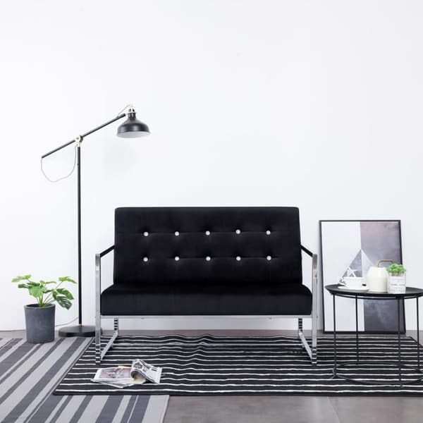 2-personers sofa - Maison Exclusive - Sort - Velour - Krom ben Svart