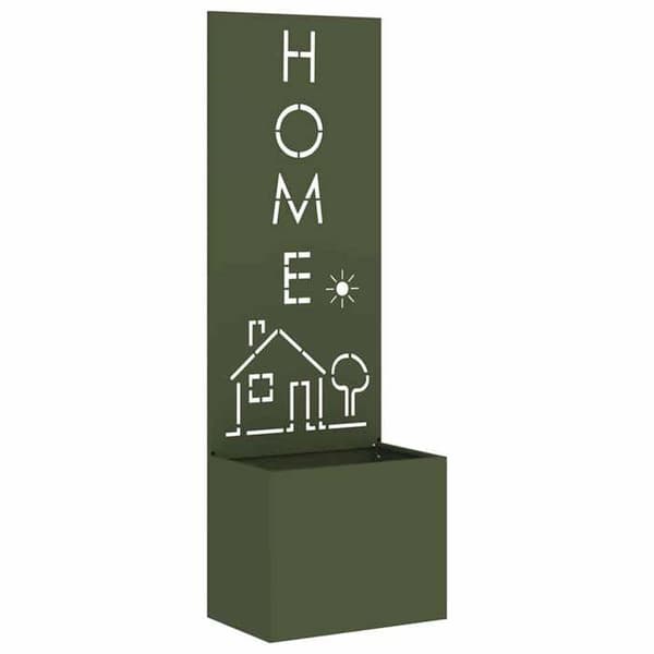 Havemur - EKSKLUSIV HUS - 50 x 32 x 150 cm - Robust stål - Mat finish - Udviklende rusteffekt Olivgrön