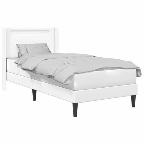 Sengestel - MAISON EXCLUSIVE - Maison Exclusive - 90x200 cm - Hvid kunstlæder - Multifarvede LED-striber Vit