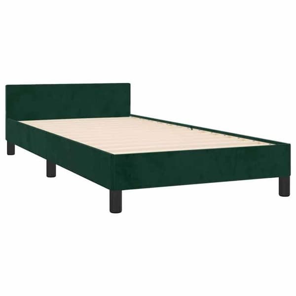 Maison Exclusive - Sängram utan madrass mörkgrön 90x200 cm sammet