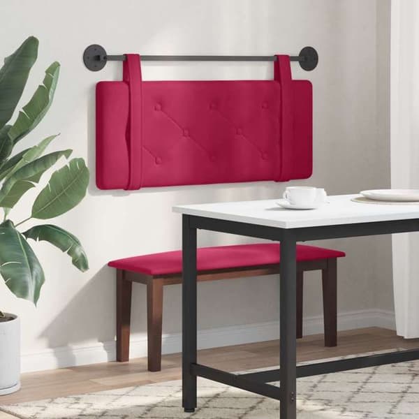 Senggavl hængende - EKSKLUSIV HUS - Rektangulær - Bordeaux velour - Knapperet - Vægmontering Bordeaux