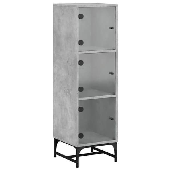 Maison Exclusive - Buffet med grå beton glasdøre 35x37x120 cm