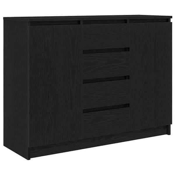 Maison Exclusive - Buffet med skuffer i sort eg 100,5x35x76 cm ingeniørtræ