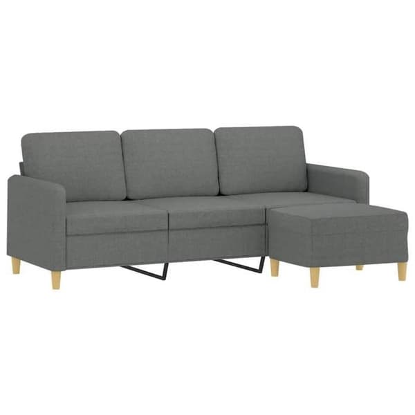 Maison Exclusive - 3-sitssoffa med fotstöd Mörkgrå 180 cm Tyg Mörkgrå