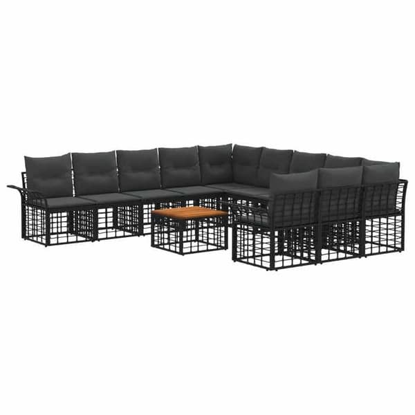 Maison Exclusive - Sæt af 12 udendørs sofaer i sort og mørkegrå