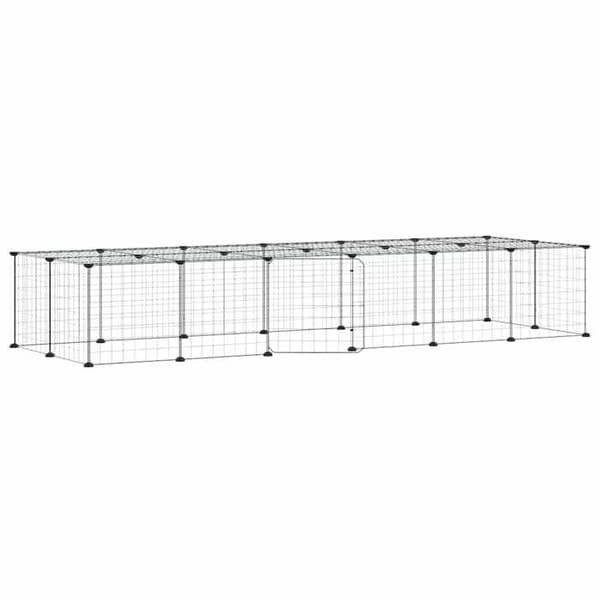 Maison Exclusive - Kæledyrbur med 28 paneler og dør Sort 210x70x35 cm