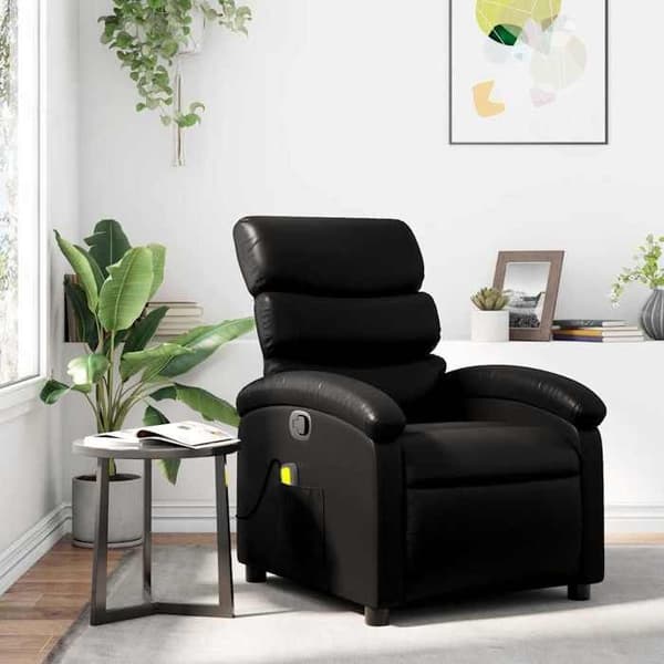 Maison Exclusive - Sort læderlook massage stol med vippefunktion