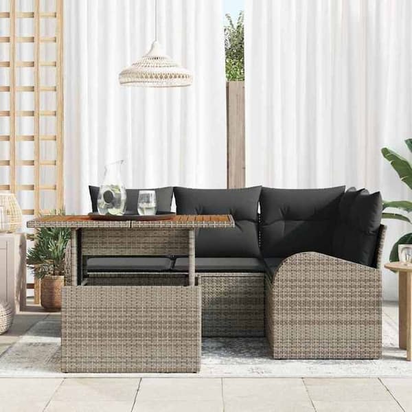 Maison Exclusive - 5 osan puutarhakalustesarja Harmaa Polyrottinki