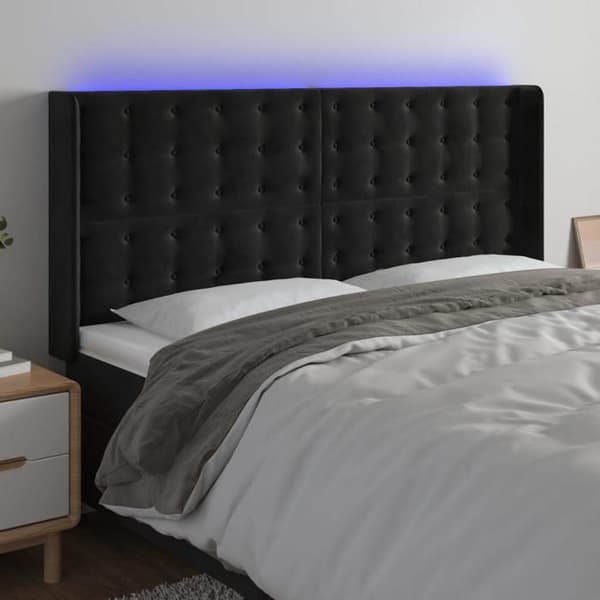 Maison Exclusive - LED-päätymustalla 183x16x118/128 cm sametti Svart