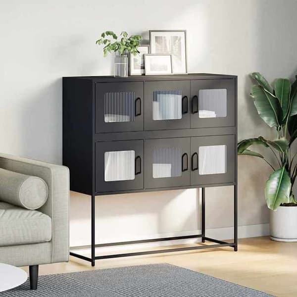 Maison Exclusive - Buffet sort 100,5x39x107 cm koldvalset stål Svart