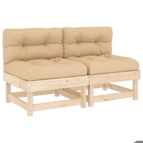 Maison Exclusive - Centrala soffor med kuddar 2 st massiv furu