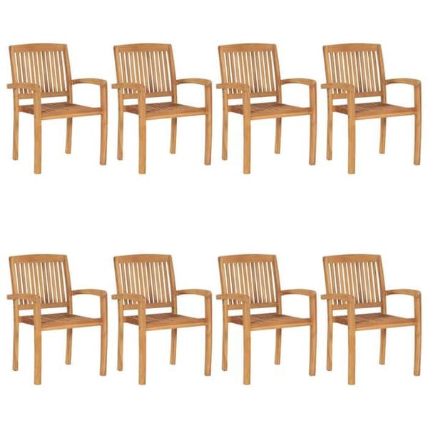 Maison Exclusive - Stapelbara trädgårdsstolar med kuddar, set om 8, i solid teak Svart