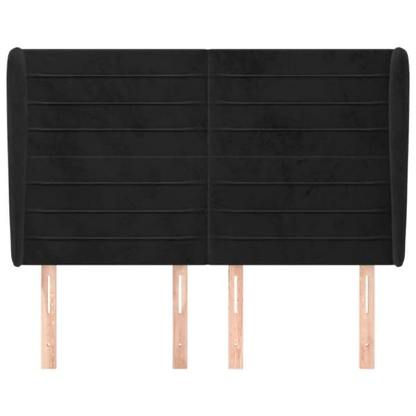 Maison Exclusive - Päätylevy korvilla Musta 147x23x118/128 cm Sametti Svart