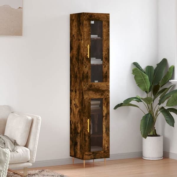 Maison Exclusive - Buffé hög Ek rökig 34,5x34x180 cm Ingenjörsträ