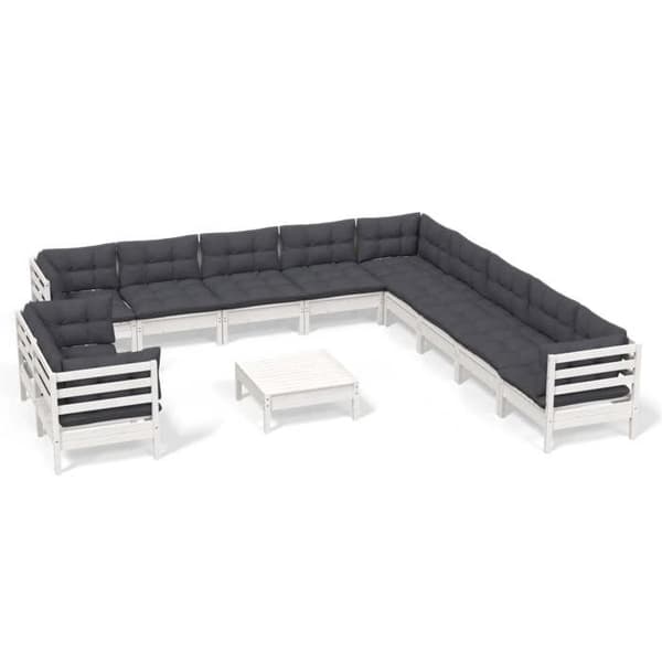 Puutarhakalusteet - Maison Exclusive - 12 osaa - Modulaarinen - Massiivipine Vit