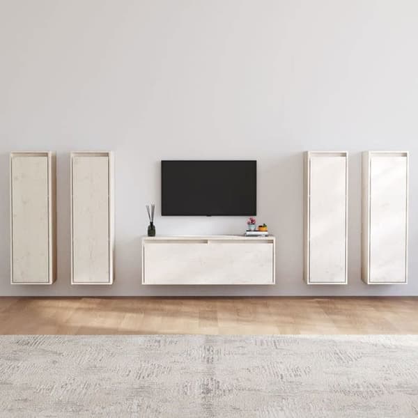 Maison Exclusive - TV-möbler 5 st Vit Massivt furu Vit