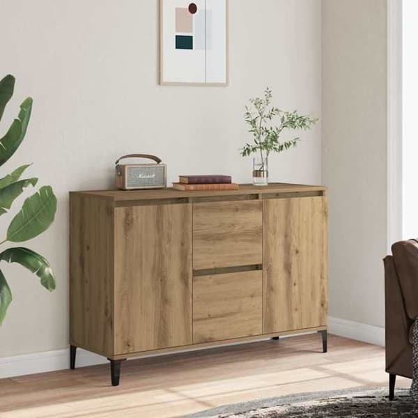 Maison Exclusive - Buffet i egetræ, håndlavet 102x35x70 cm, ingeniørtræ