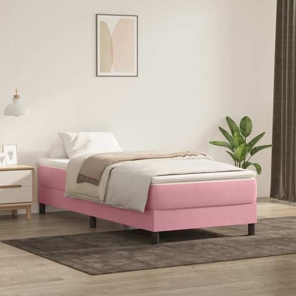 Sengestel - EKSKLUSIV HUS - 100x220 cm - Rosa - Velour - Lamelseng Ros