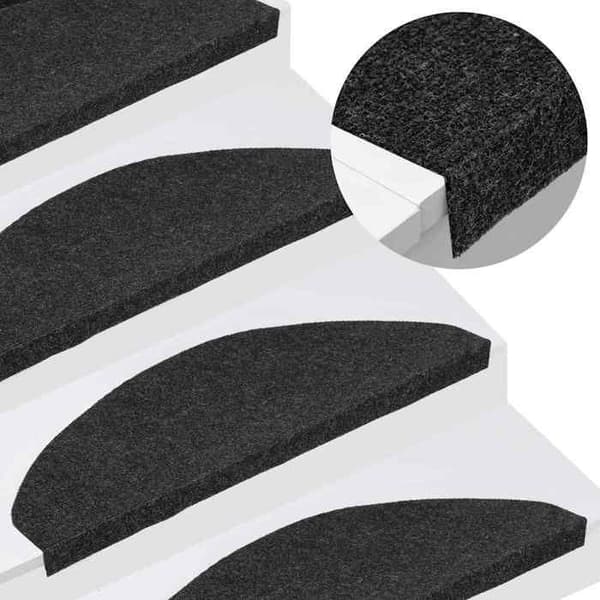 Maison Exclusive - Selvklebende trappetæpper 10 stk sort 65x22,5x3,5 cm