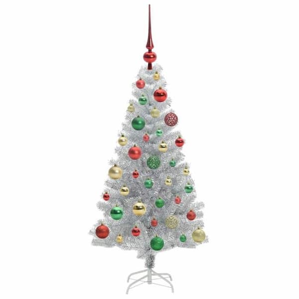 Julgran - EXKLUSIVT HUS - 120 cm PET - Silver - Väderbeständig PVC - USB LED-belysning Pengar