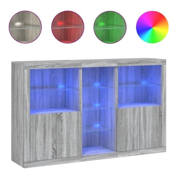 Maison Exclusive - Buffet med LED-lys sonoma grå 162x37x100 cm