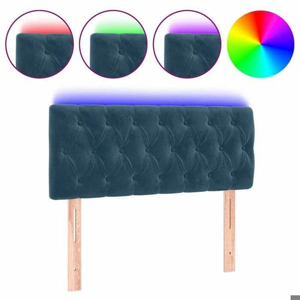 Maison Exclusive - Sänggavel med LED Blå mörk 90x7x78/88 cm Sammet Mörkblå