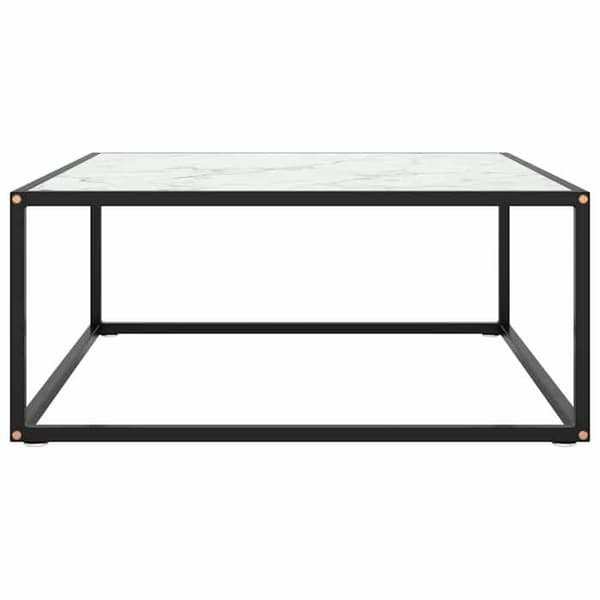 Maison Exclusive - Svart soffbord med vit marmor glas 80x80x35 cm