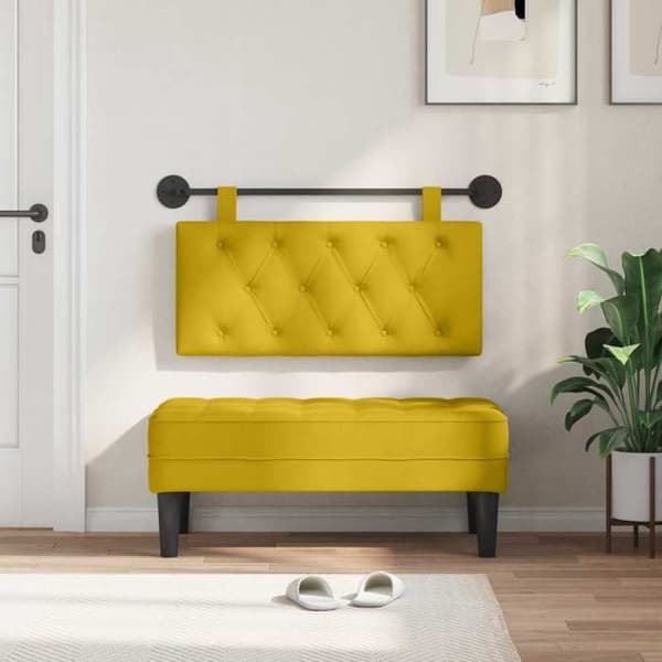 Hovedgærde - EKSKLUSIV HUS - Polstret (knapmønster) - Gul - Velour - 90x55 cm Gul