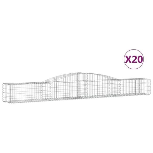 Bågformade gabionkorgar - Exklusivt Hem - 20 st - 400×50×40/60 cm - Galvaniserat järn 3,5 mm silver-