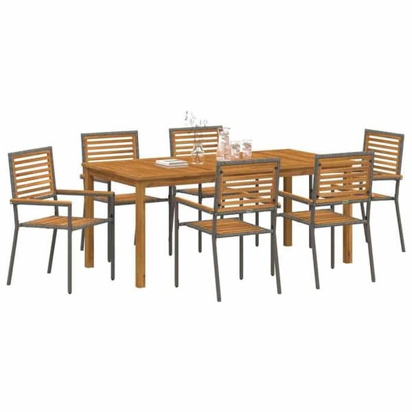 Maison Exclusive - 7 osan ruokailuryhmä puutarhaan Harmaa