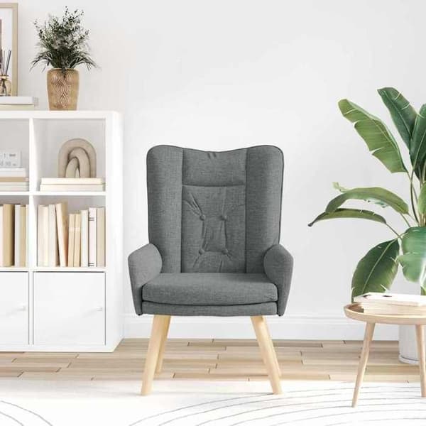 Fåtölj - EXKLUSIV HEM - 63 x 67 x 94 cm - Mörkgrå - Polyester tyg - Gummiträ ben Mörkgrå