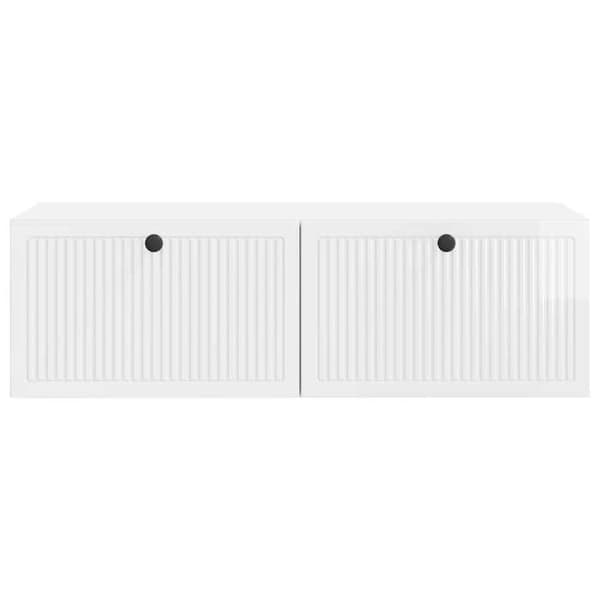 Maison Exclusive - Väggmonterad TV-möbel Väggmontering Vit glans 98 x 41 x 30 cm