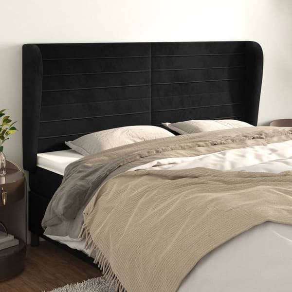 Maison Exclusive - Päätylevy korvilla Musta 163x23x118/128 cm Sametti Svart