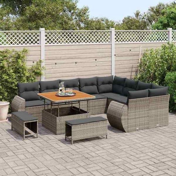 Maison Exclusive - Trädgårdsoffenset 12 pc 12-sits Grå