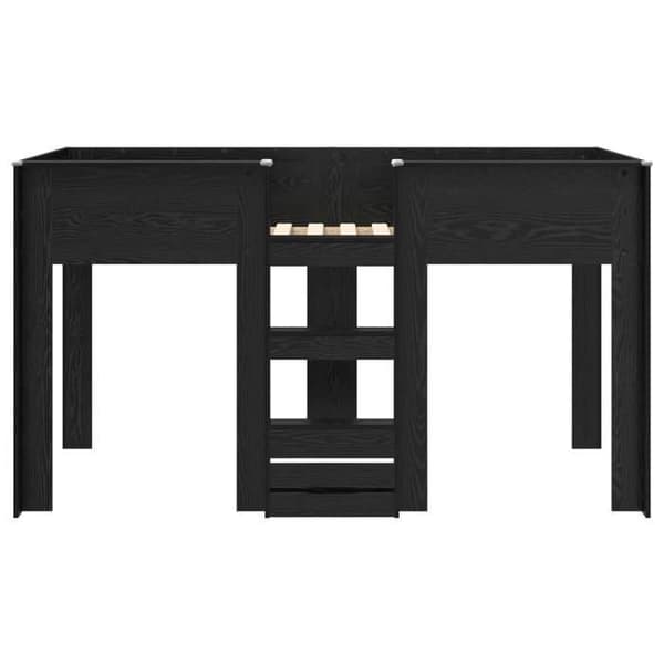Seng i højden - EKSKLUSIV HUS - 75 x 190 cm - Sort eg - 2 pladser - Ingeniørtræ svart ek