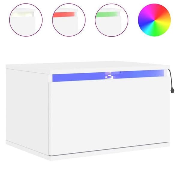 Maison Exclusive - Väggmonterade sängbord med LED-lampor 2 st vit Vit