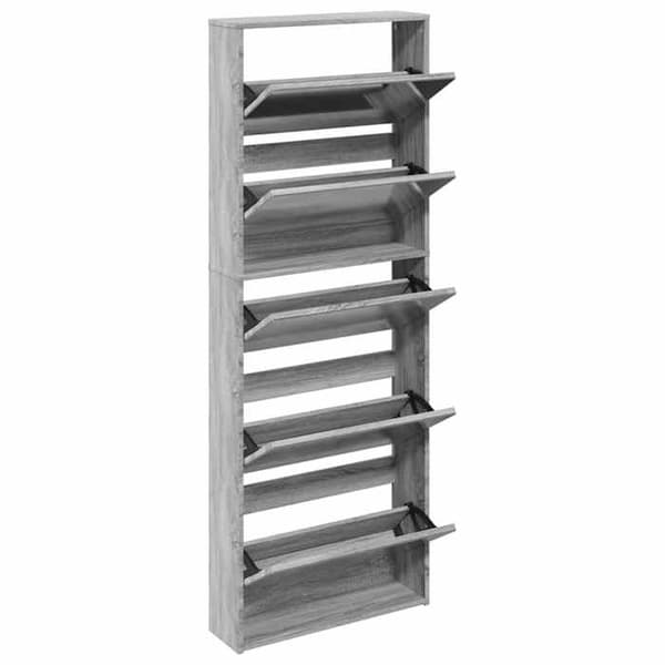 Maison Exclusive - Spejlskab til sko 5 niveauer sonoma grå 63x17x169,5cm