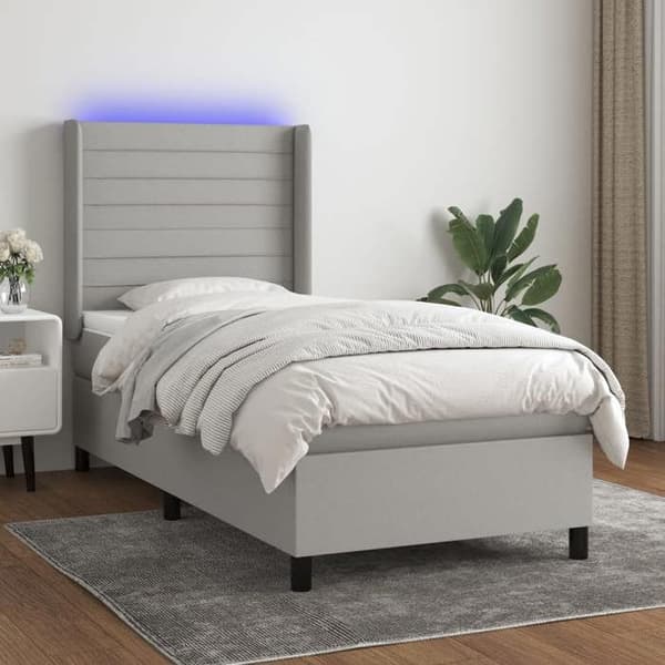 Maison Exclusive - Lamelseng madras LED Lys grå 100x200 cm Stof