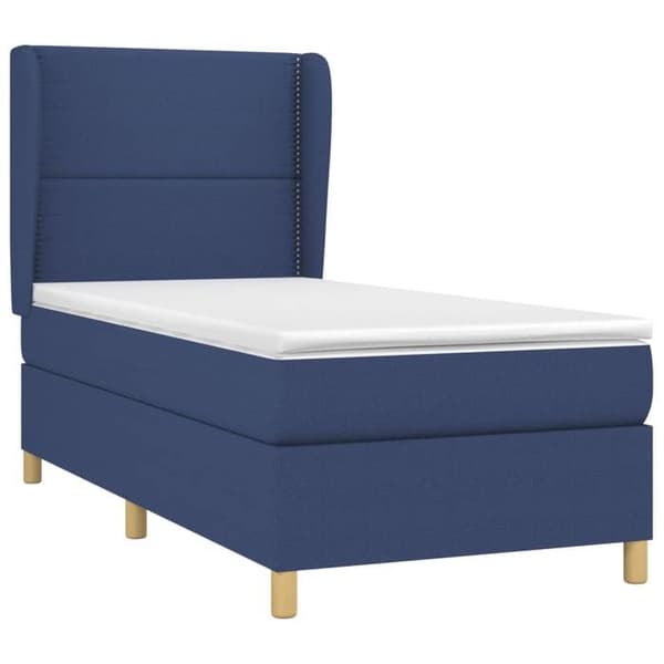 Maison Exclusive - Sengestel med springmadras Blå 90x200 cm Stof