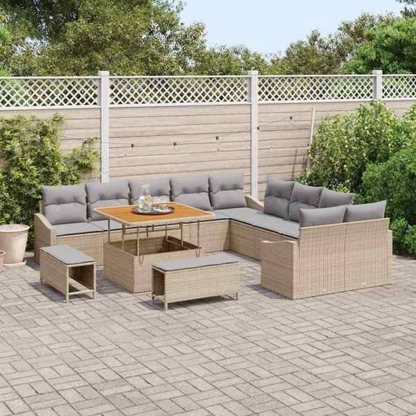Trädgårdsmöbler - EXKLUSIVT HEM - Modulär - 13 delar - Beige - UV-beständig polyrotting beige