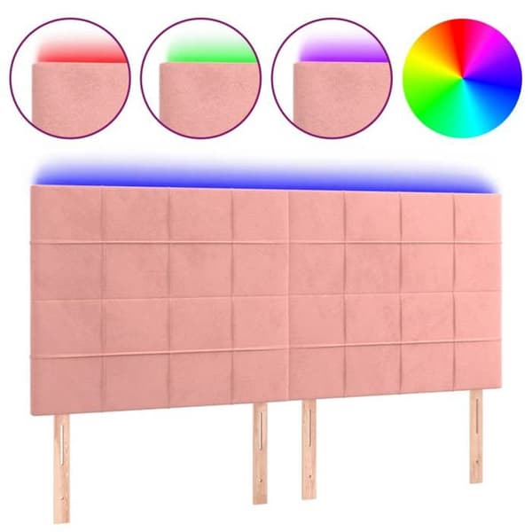 Maison Exclusive - LED-päätyruutu Vaaleanpunainen 180x5x118/128 cm Sametti Ros