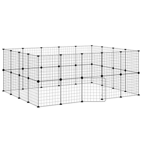 Maison Exclusive - Kæledyrbur med 36 paneler og dør Sort 175x140x70 cm