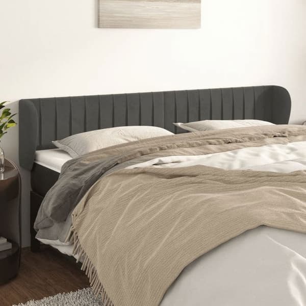 Maison Exclusive - Päätylevy korvilla Tummanharmaa 183x23x78/88 cm Sametti mörkgrå