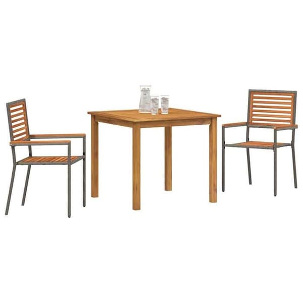 Maison Exclusive - 3 osan ruokailuryhmä puutarhaan Harmaa